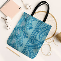 Cyan Hibiscus Monstera Seamless Kakau Hawaii Tote Bag