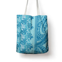 Cyan Hibiscus Monstera Seamless Kakau Hawaii Tote Bag