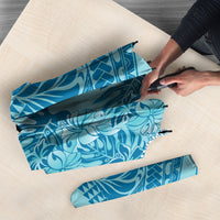 Cyan Hibiscus Monstera Seamless Kakau Hawaii Umbrella