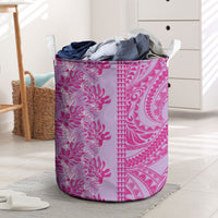Purple Hibiscus Monstera Seamless Kakau Hawaii Laundry Basket