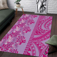 Purple Hibiscus Monstera Seamless Kakau Hawaii Area Rug