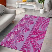 Purple Hibiscus Monstera Seamless Kakau Hawaii Area Rug