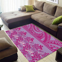 Purple Hibiscus Monstera Seamless Kakau Hawaii Area Rug