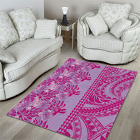 Purple Hibiscus Monstera Seamless Kakau Hawaii Area Rug