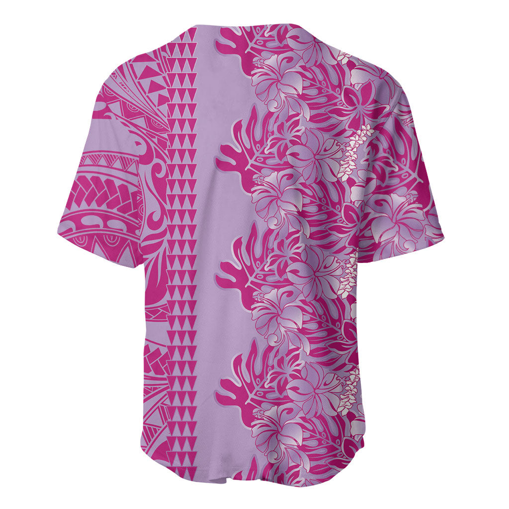 Purple Hibiscus Monstera Seamless Kakau Hawaii Baseball Jersey