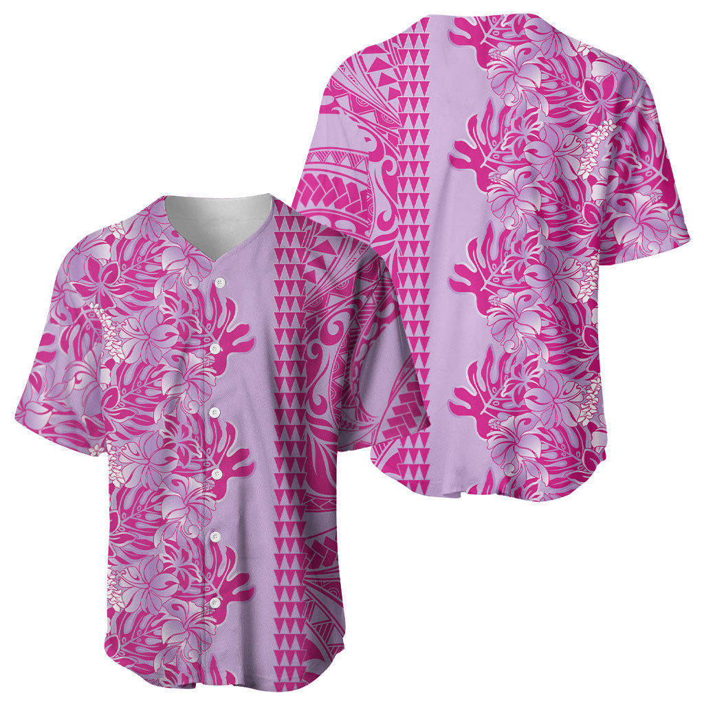 Purple Hibiscus Monstera Seamless Kakau Hawaii Baseball Jersey