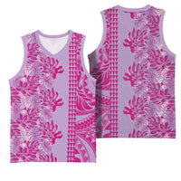 Purple Hibiscus Monstera Seamless Kakau Hawaii Basketball Jersey LT14 - Polynesian Pride