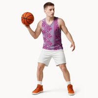 Purple Hibiscus Monstera Seamless Kakau Hawaii Basketball Jersey LT14 - Polynesian Pride