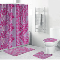 Purple Hibiscus Monstera Seamless Kakau Hawaii Bathroom Set