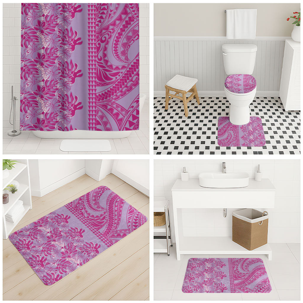 Purple Hibiscus Monstera Seamless Kakau Hawaii Bathroom Set