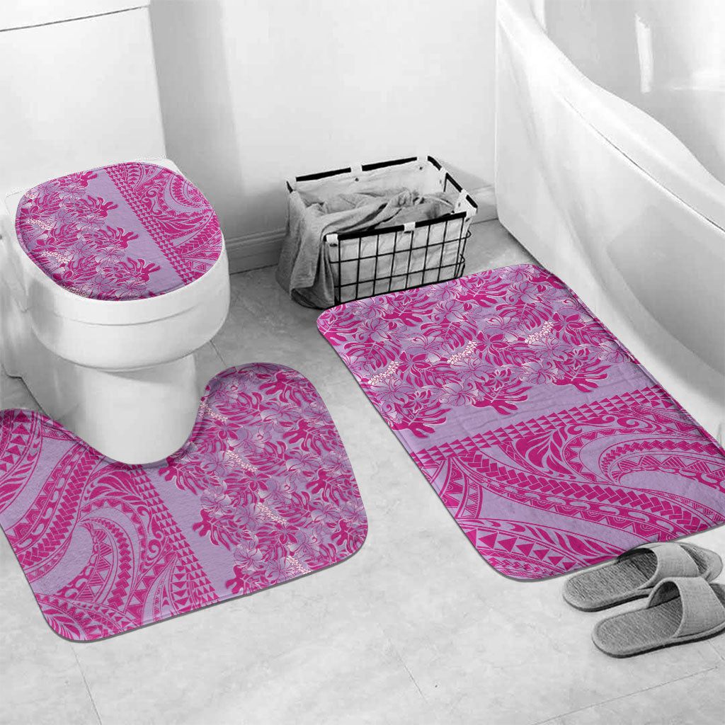 Purple Hibiscus Monstera Seamless Kakau Hawaii Bathroom Set