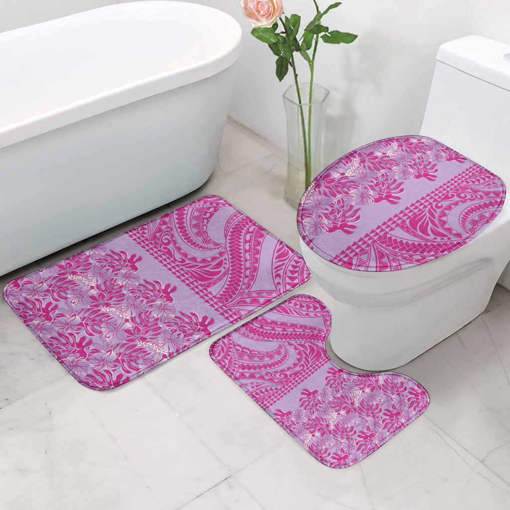Purple Hibiscus Monstera Seamless Kakau Hawaii Bathroom Set