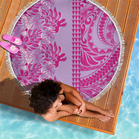 Purple Hibiscus Monstera Seamless Kakau Hawaii Beach Blanket