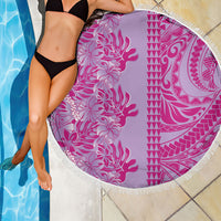 Purple Hibiscus Monstera Seamless Kakau Hawaii Beach Blanket