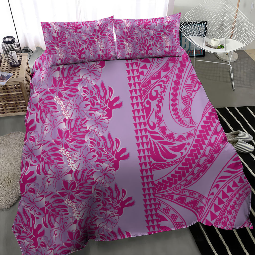Purple Hibiscus Monstera Seamless Kakau Hawaii Bedding Set LT14 - Polynesian Pride