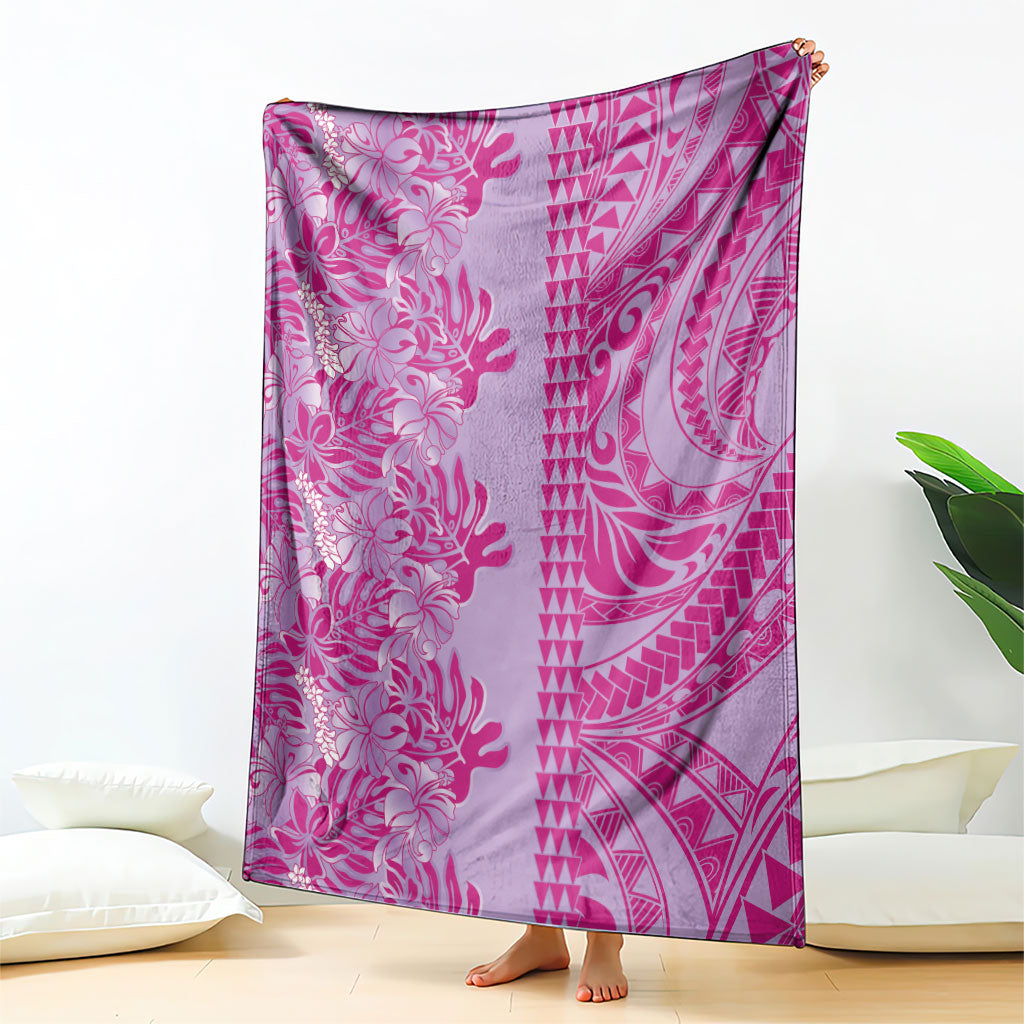 Purple Hibiscus Monstera Seamless Kakau Hawaii Blanket