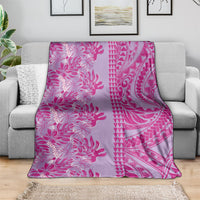 Purple Hibiscus Monstera Seamless Kakau Hawaii Blanket