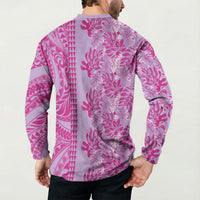 Purple Hibiscus Monstera Seamless Kakau Hawaii Button Sweatshirt