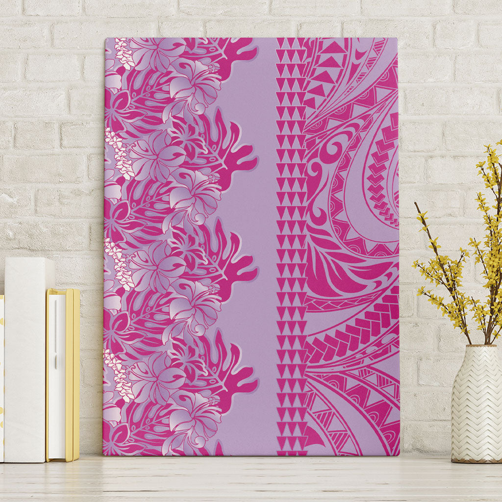 Purple Hibiscus Monstera Seamless Kakau Hawaii Canvas Wall Art