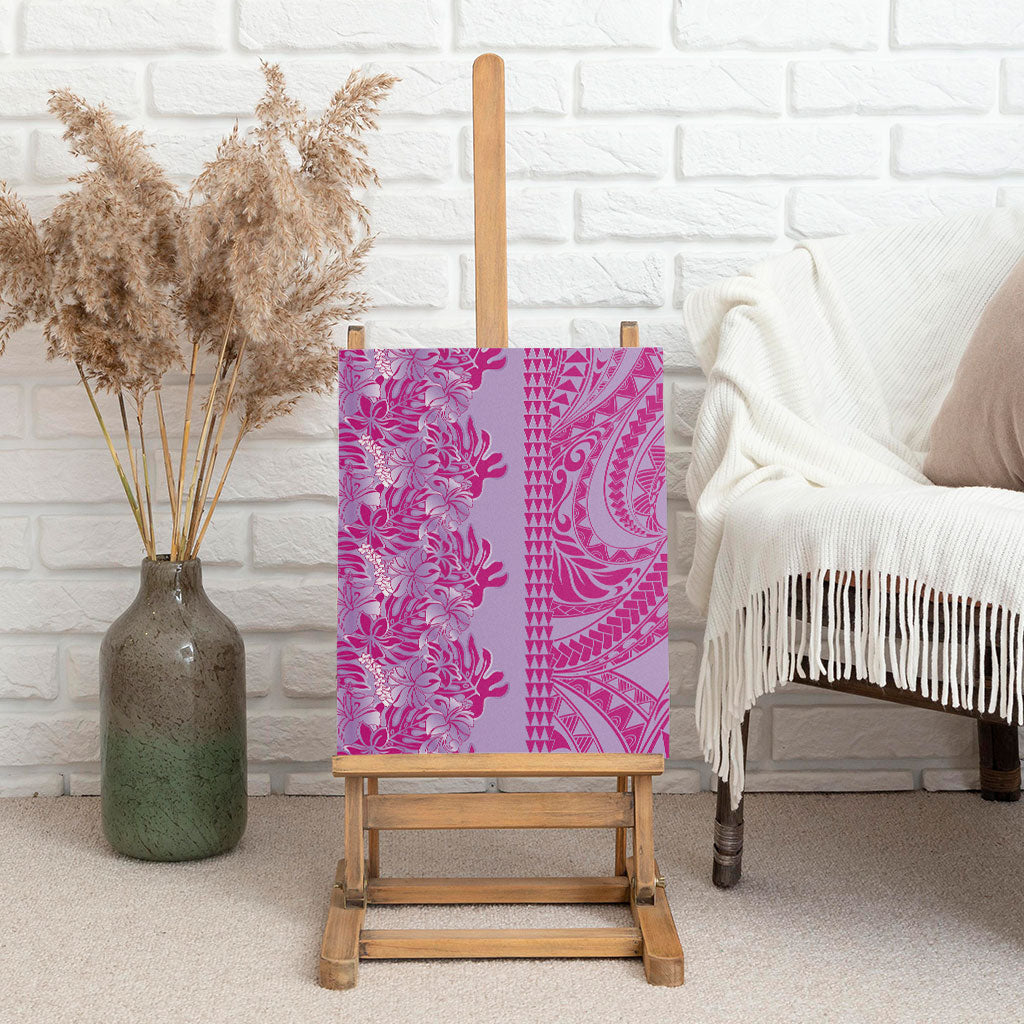 Purple Hibiscus Monstera Seamless Kakau Hawaii Canvas Wall Art