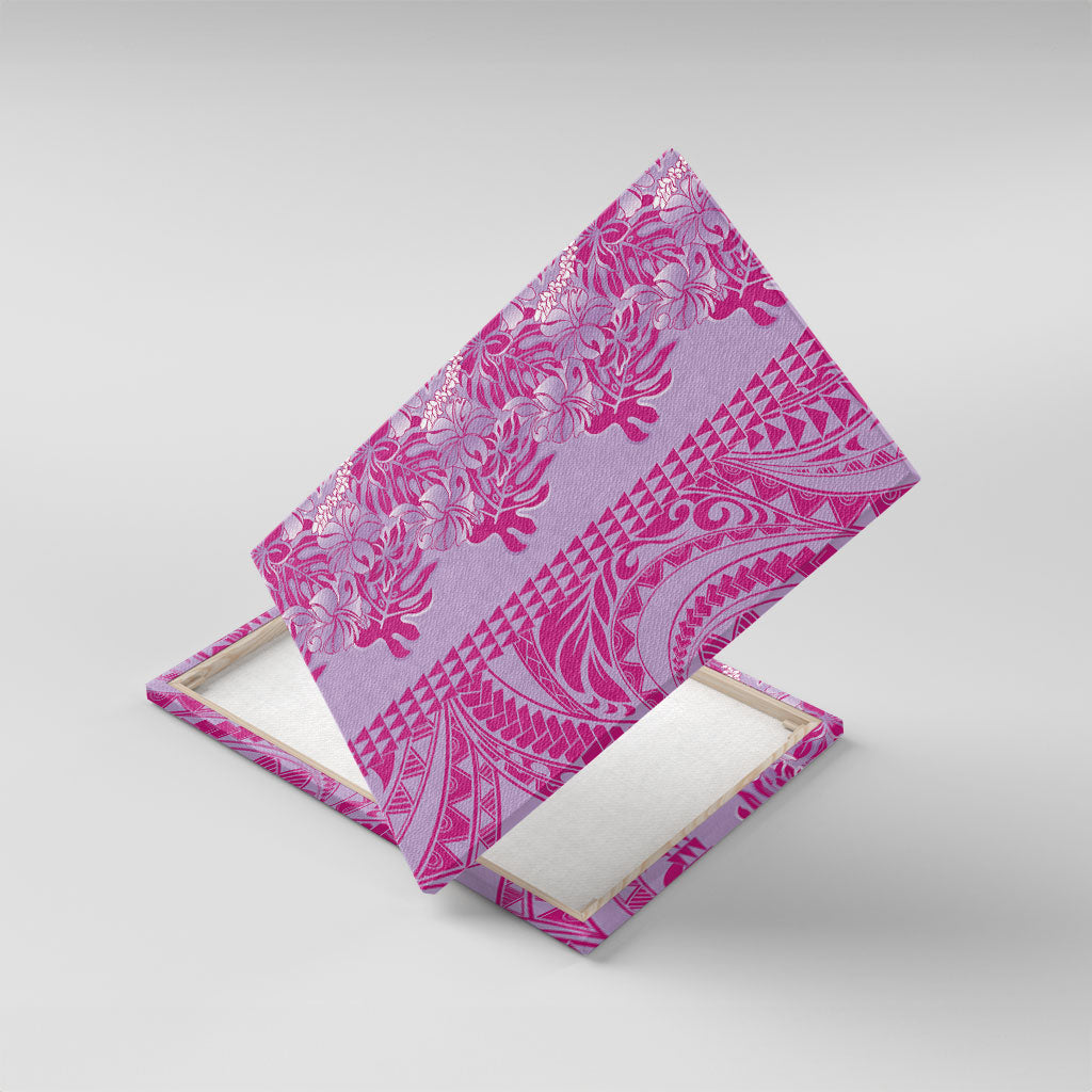 Purple Hibiscus Monstera Seamless Kakau Hawaii Canvas Wall Art