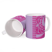 Purple Hibiscus Monstera Seamless Kakau Hawaii Ceramic Mug