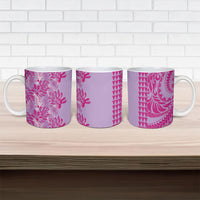 Purple Hibiscus Monstera Seamless Kakau Hawaii Ceramic Mug