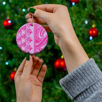 Purple Hibiscus Monstera Seamless Kakau Hawaii Ceramic Ornament