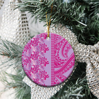 Purple Hibiscus Monstera Seamless Kakau Hawaii Ceramic Ornament