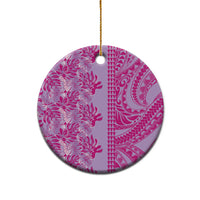 Purple Hibiscus Monstera Seamless Kakau Hawaii Ceramic Ornament