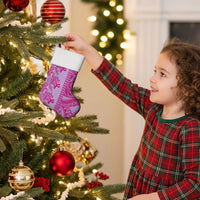 Purple Hibiscus Monstera Seamless Kakau Hawaii Christmas Stocking