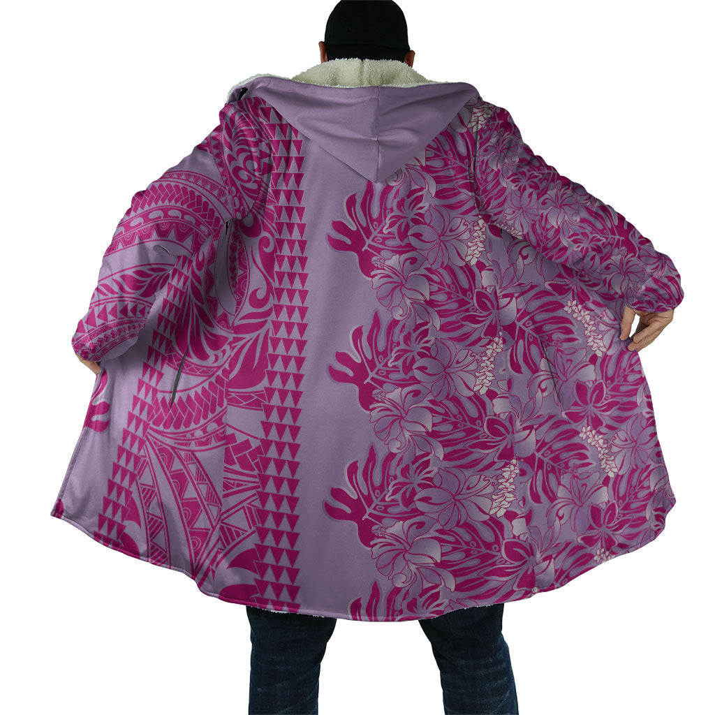 Purple Hibiscus Monstera Seamless Kakau Hawaii Cloak