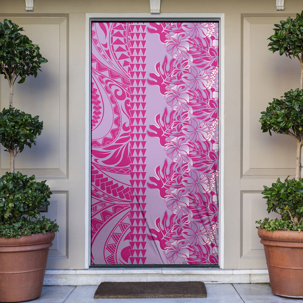 Purple Hibiscus Monstera Seamless Kakau Hawaii Door Cover LT14 Purple - Polynesian Pride