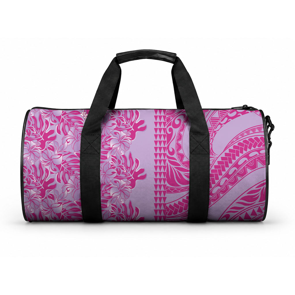 Purple Hibiscus Monstera Seamless Kakau Hawaii Duffle Bag