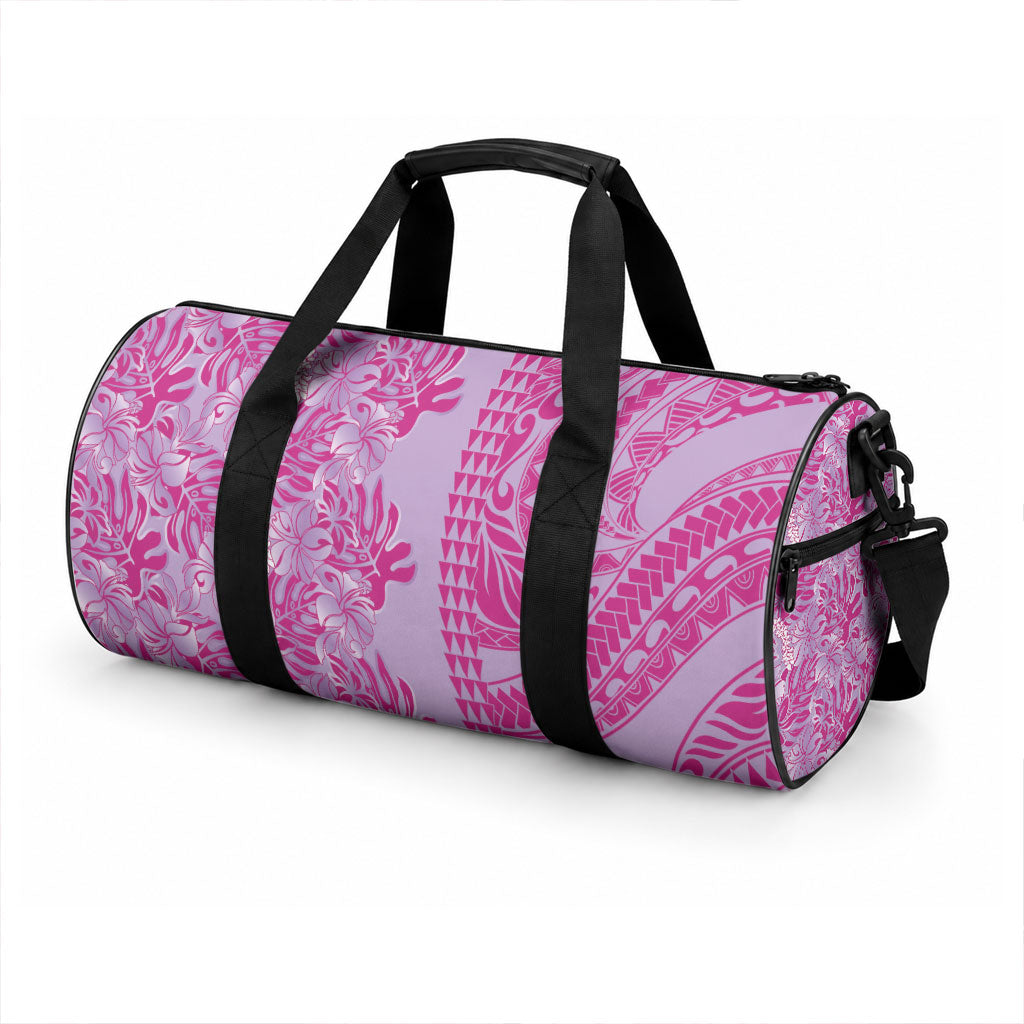 Purple Hibiscus Monstera Seamless Kakau Hawaii Duffle Bag