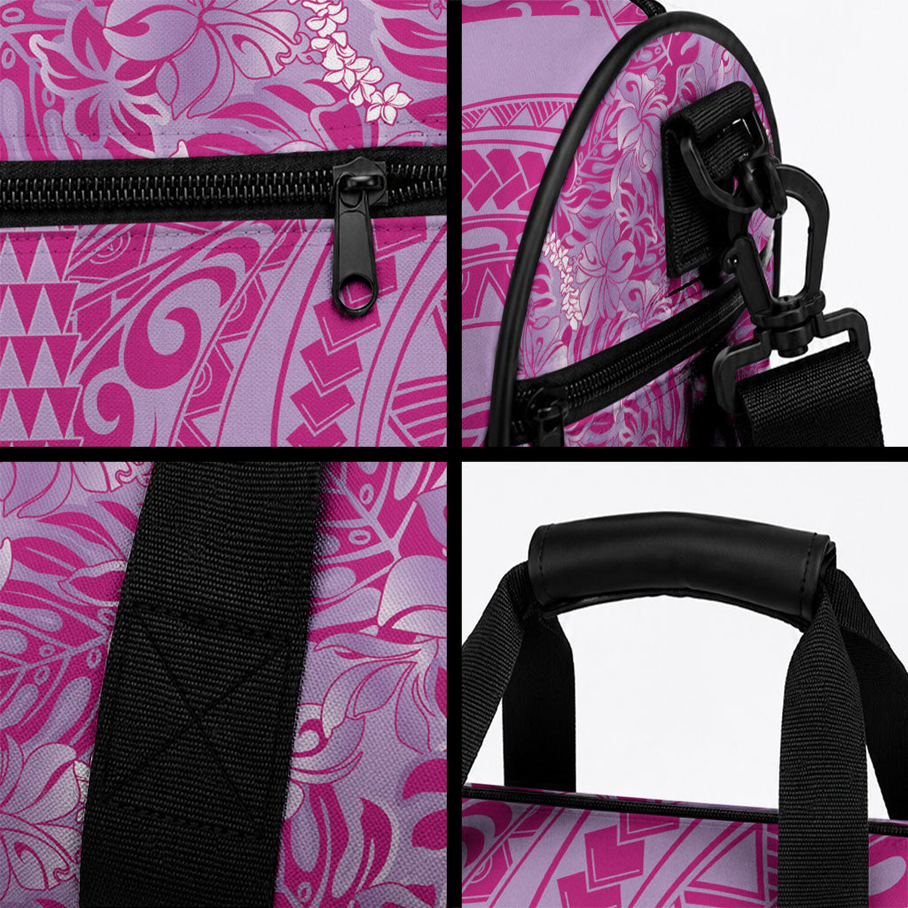 Purple Hibiscus Monstera Seamless Kakau Hawaii Duffle Bag