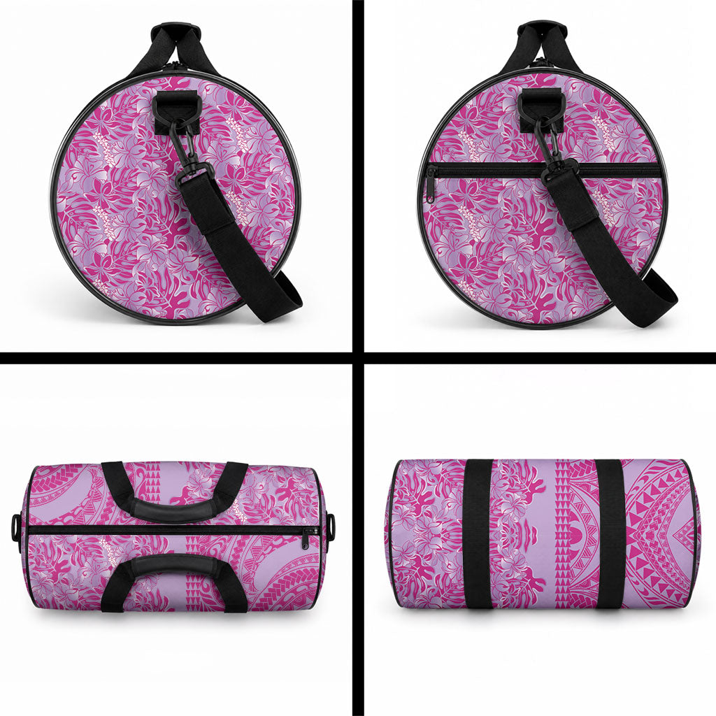 Purple Hibiscus Monstera Seamless Kakau Hawaii Duffle Bag