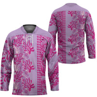 Purple Hibiscus Monstera Seamless Kakau Hawaii Hockey Jersey LT14 - Polynesian Pride