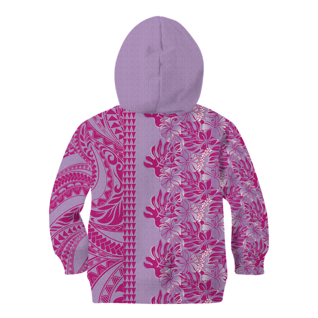 Purple Hibiscus Monstera Seamless Kakau Hawaii Kid Hoodie LT14 - Polynesian Pride