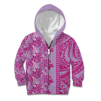 Purple Hibiscus Monstera Seamless Kakau Hawaii Kid Hoodie LT14 Zip Hoodie Purple - Polynesian Pride