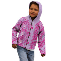 Purple Hibiscus Monstera Seamless Kakau Hawaii Kid Hoodie LT14 - Polynesian Pride