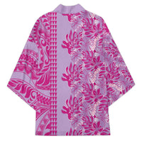 Purple Hibiscus Monstera Seamless Kakau Hawaii Kimono