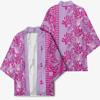 Purple Hibiscus Monstera Seamless Kakau Hawaii Kimono