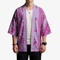 Purple Hibiscus Monstera Seamless Kakau Hawaii Kimono