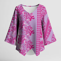 Purple Hibiscus Monstera Seamless Kakau Hawaii Kimono Sleeve Blouse LT14 Female Purple - Polynesian Pride