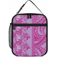 Purple Hibiscus Monstera Seamless Kakau Hawaii Lunch Bag