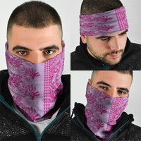 Purple Hibiscus Monstera Seamless Kakau Hawaii Neck Gaiter