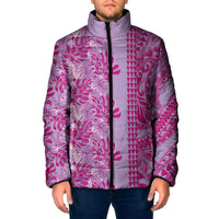Purple Hibiscus Monstera Seamless Kakau Hawaii Padded Jacket