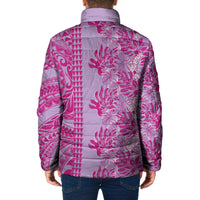 Purple Hibiscus Monstera Seamless Kakau Hawaii Padded Jacket