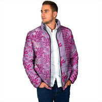Purple Hibiscus Monstera Seamless Kakau Hawaii Padded Jacket